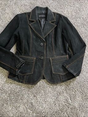 Renee Raquel Suede Leather Y2K Blazer Western Black Leather Jacket